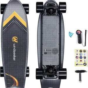 Windseeker Electric Skateboard，Electric Skateboard with Remote Control for Beginners, 450W Brushless Motor, 18.6 MPH & 7.6 Miles Range, 3 Speeds Adjustment