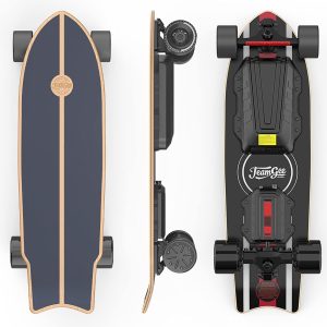 Teamgee H20mini Electric Skateboard with Remote Control Hub Motors 900W Range 18 Miles 24mph Top Speed 4 Speed Adjustment Load up to 286 Lbs 7 Ply Maple Longboard
