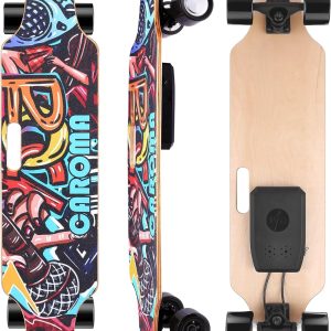 Caroma Electric Skateboards with Remote, 700W Hub-Motor Electric Longboard for Adults Teens, 18.6 MPH Top Speed, 12 Miles Max Range