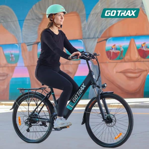 Gotrax Endura 26" Electric Bike with 28 Miles (Pedal-assist1) by 36V Battery, 15.5Mph Power by 250W, 3 Pedal-Assist Levels & Adjustable Seat, 7-Speed & Front Shock Absorber for Adult Bicycle White