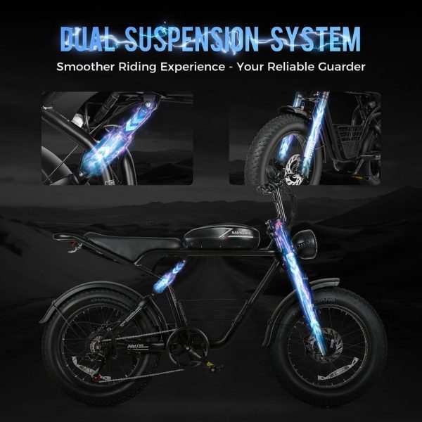 SAMEBIKE Electric Bike, 1000/1200/2000W Electric Bike for Adults 30/34/37MPH Full Suspension Ebike with 18/36Ah Battery 20 * 4.0“ Fat Tire Electric Bike Hydraulic Brakes Color Display