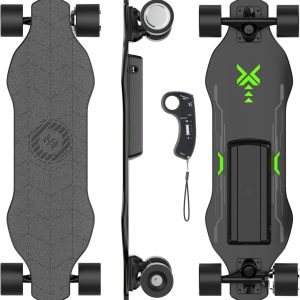 isinwheel V6 Electric Skateboard, 450W Peak Power, 10 Miles Max Range, 12 MPH Top Speed, 264Lbs Max Load, 8 Layers Maple E-Skateboard with Wireless Remote Control
