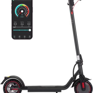 Electric Scooter 450W Motor 8.5" Solid Tires Up to 18 Miles Long Range for Adults - 19 Mph Max Speed,Smart APP,Dual Brake,Anti-Theft Lock E Scooter for Adults