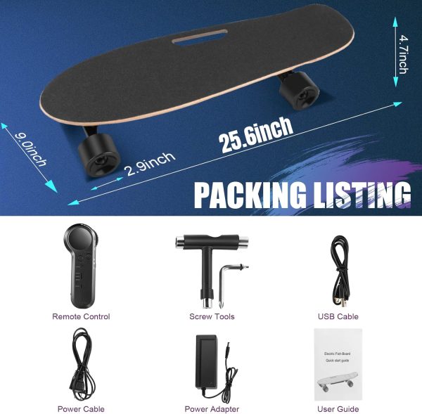Caroma Electric Skateboards with Wireless Remote Control, Max 12.4 MPH and 8 Miles Range, Electric Skateboards for Adults and Beginners, Ideal Skateboard Gifts for Kids Adults