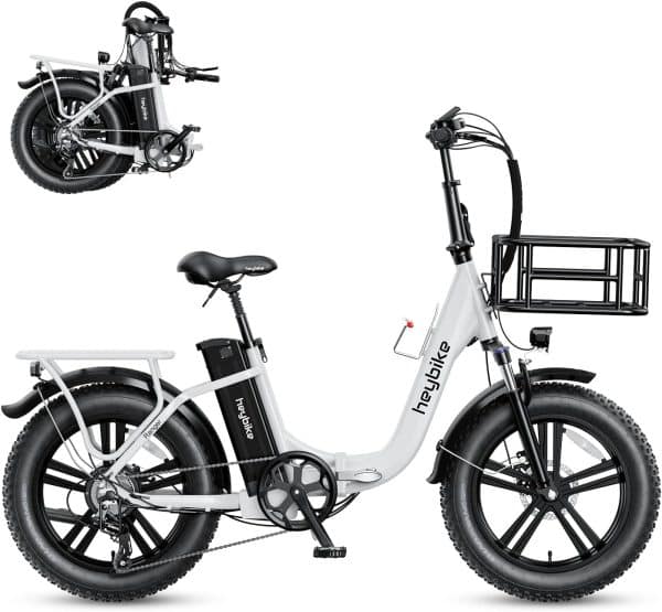 Heybike Ranger Electric Bike for Adults 500W (Peak 850W) Foldable Ebike with 48V 15Ah Removable Battery,20" x 4.0 Fat Tire Electric Bicycle Step-Thru Folding Ebikes for adults with Dual Shock Absorber