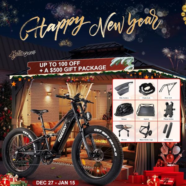FREESKY Electric Bike for Adults 1000W BAFANG Motor 48V 20Ah Samsung Cells Battery 26" Fat Tire Full Suspension 35MPH Ebike