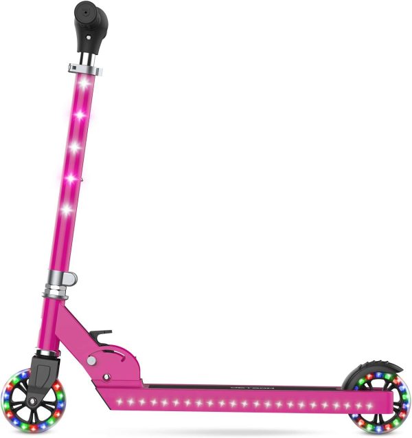 Jetson Scooters - Jupiter Kick Scooter - Collapsible Portable Kids Push Scooter - Lightweight Folding Design with High Visibility RGB Light Up LEDs on Stem, Wheels, and Deck