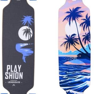 Playshion Longboard Skateboard Cruiser | 39" Drop Through Long Board | 42" Pintail Longboards
